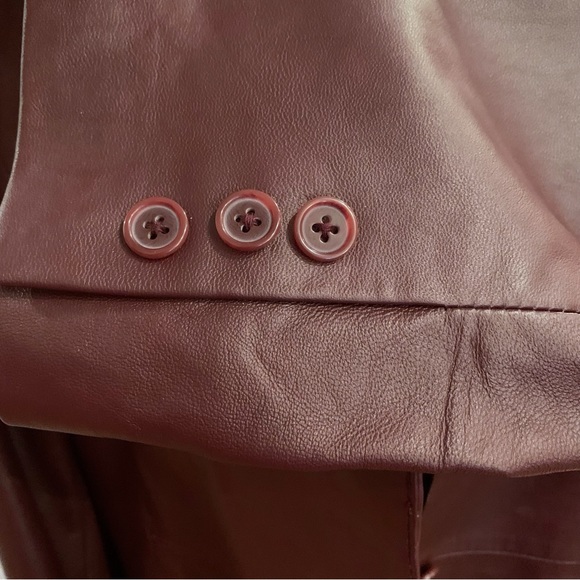 FINAL PRICE Dialogue vintage wine leather button front lined jacket size Large - Picture 7 of 13